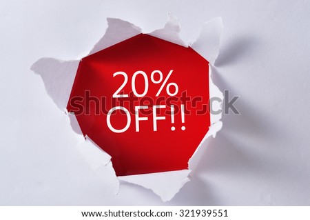 Torn Paper With Word "20% OFF"