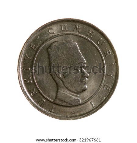  Coin hundred thousand liras Turkey isolated on a white background. top view.avers