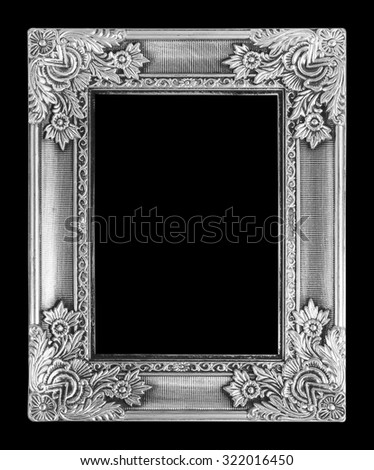 antique silver frame isolated on black background