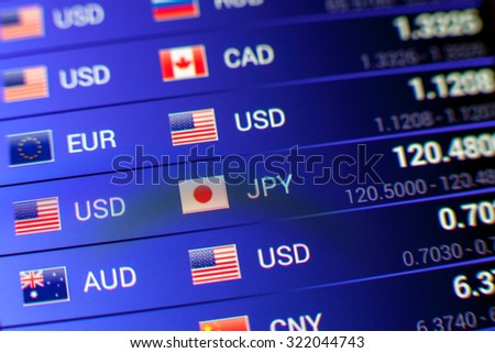 currency exchange concept. usd/jpy rate