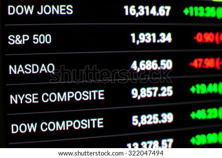 united states stock market chart,Stock market data on LED display concept Royalty-Free Stock Photo #322047494