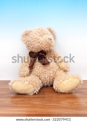 A close up shot of a teddy bear