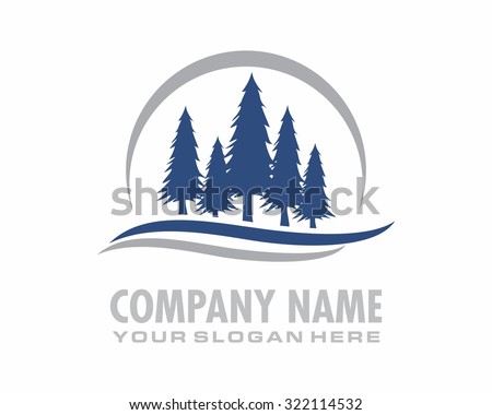 blue pine fir coniferous jungle forest nature silhouette logo icon image