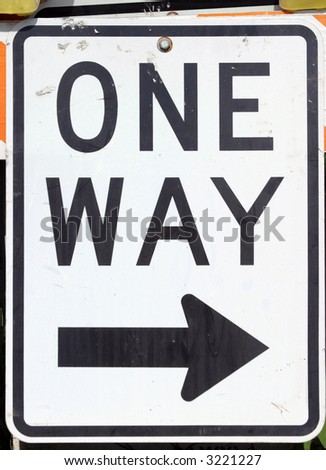 "traffic sign" series " one way ---->"