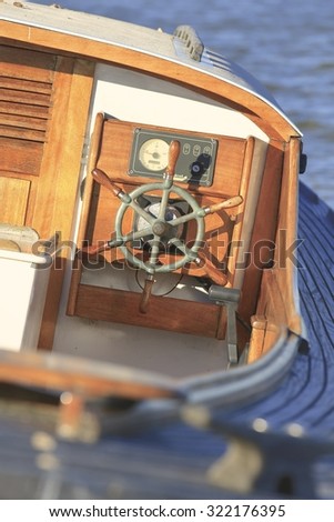 Old boat steering wheel from wood