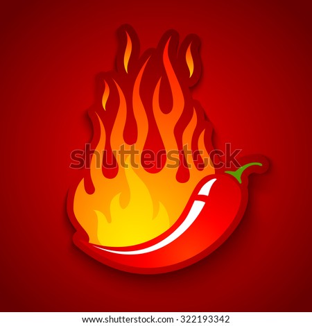 Vector illustration of a chili pepper in fire Royalty-Free Stock Photo #322193342