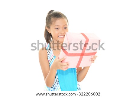A picture of girl with a gift box 