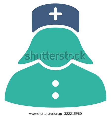 Nurse vector icon. Style is bicolor flat symbol, cobalt and cyan colors, rounded angles, white background.