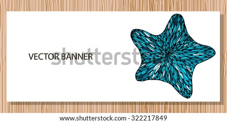 Doodle sea star in vector. Hand drawn banner