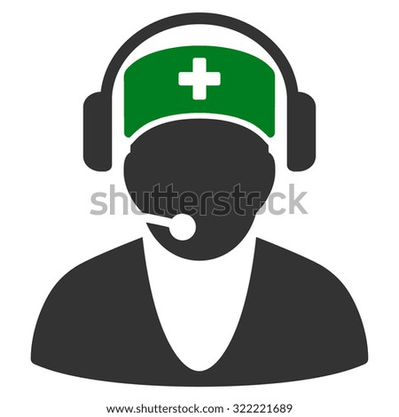 Hospital Receptionist vector icon. Style is bi-color flat symbol, green and gray colors, rounded angles, white background.