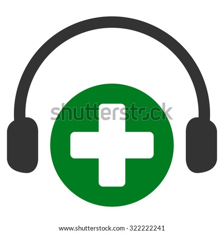 Hospital Call Service vector icon. Style is bi-color flat symbol, green and gray colors, rounded angles, white background.
