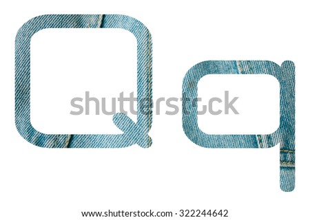 Jeans alphabet isolated on white background
