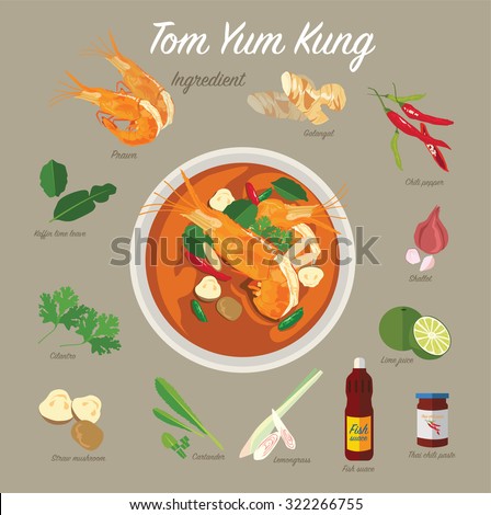 TOM YUM KUNG Thai food with ingredients Royalty-Free Stock Photo #322266755