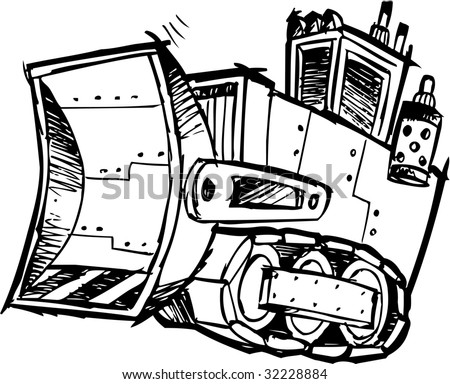 Sketchy Bulldozer Vector Illustration