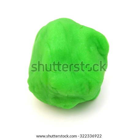 An image of a piece of green plasticine on white background