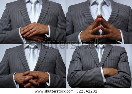 Hand position. Non-verbal communic Royalty-Free Stock Photo #322342232