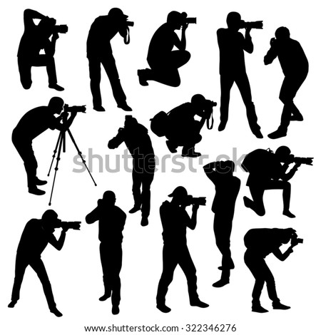Photographers silhouettes collection isolated on white. Vector illustration Royalty-Free Stock Photo #322346276