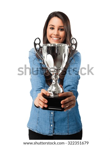 happy young woman with sport cup