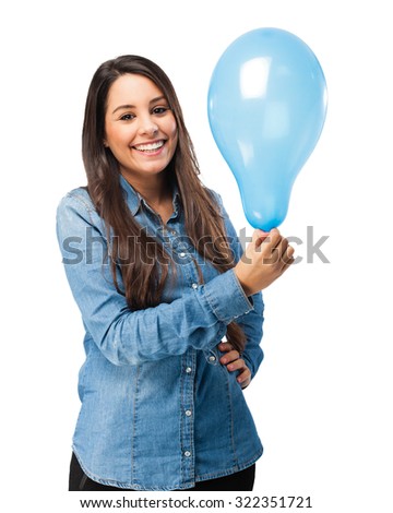 happy young woman with balloon