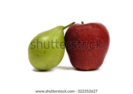 Apple and pear isolated on white background , fruit