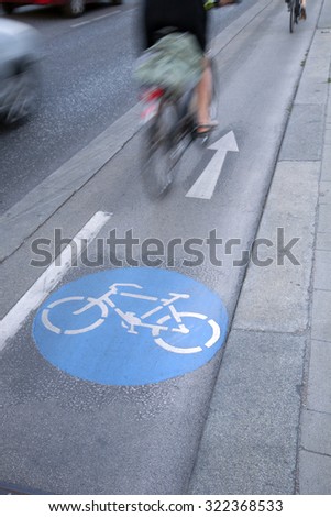 Cyclist on Bike Lane, Vienna, Austria