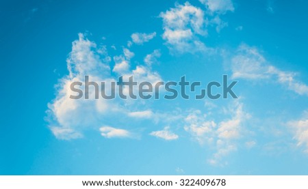 image of clear blue sky and white clouds on day time for background usage.