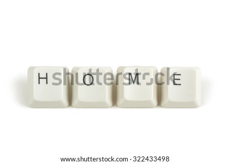 home text from scattered keyboard keys isolated on white background