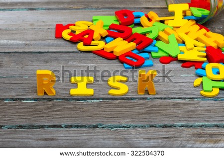 Risk text on wood background