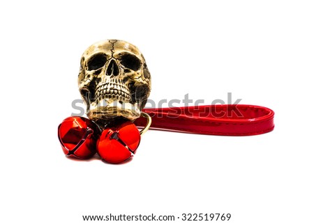 isolate skull and red bauble on white background