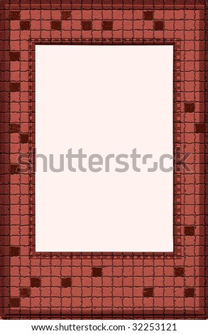 Frame with red and brown tiles, isolated on white