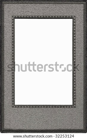 Vintage photo frame, silver gray, isolated on white