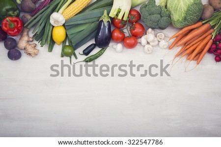 Vegetables hero header image with copy space Royalty-Free Stock Photo #322547786