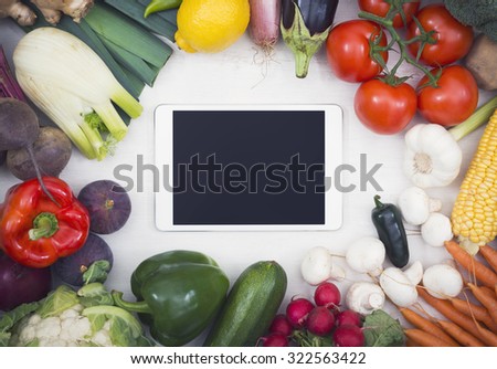 Vegetables hero header image with tablet pc