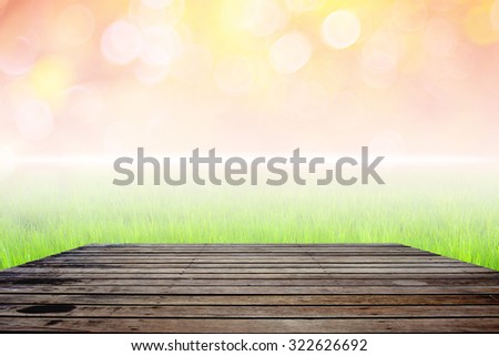 Blur background with Wooden plank
