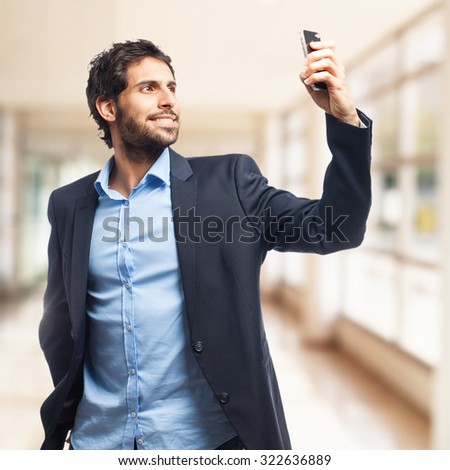 happy businessman selfie