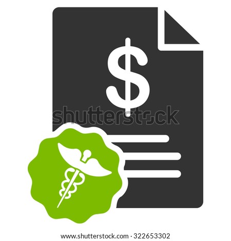 Medical Prices glyph icon. Style is bicolor flat symbol, eco green and gray colors, rounded angles, white background.