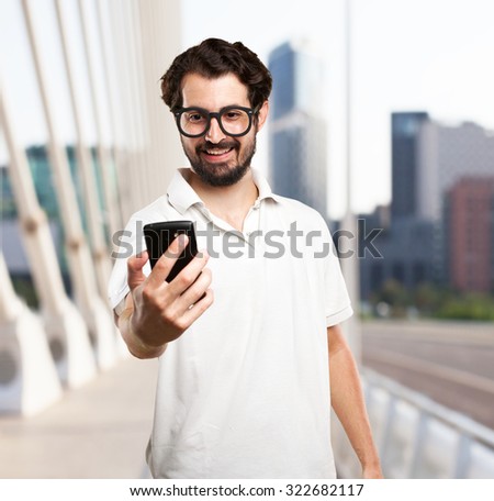happy young man selfie pose