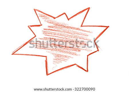 Red painted speech bubble on white background