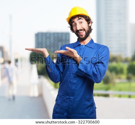 happy worker man having showing sign