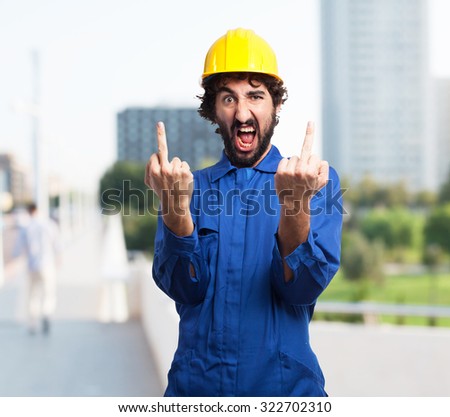 angry worker man disagree sign