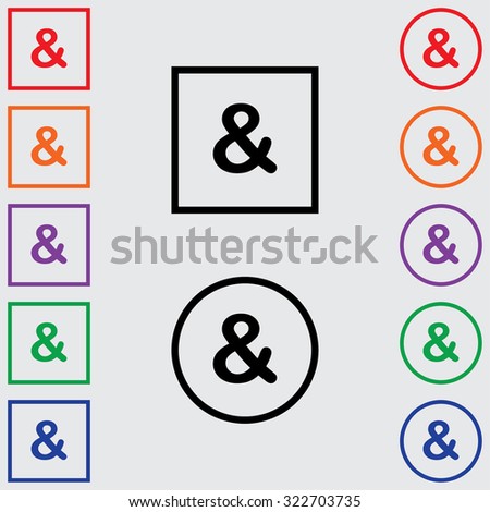 Illustrations of Multiple Coloured Square and Round Icons Isolated on a Grey Background - Ampersand