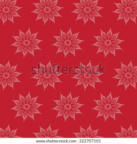 Flower pattern on red design for background or wallpaper.