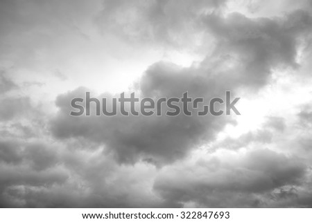 Black and white clouds in the sky.