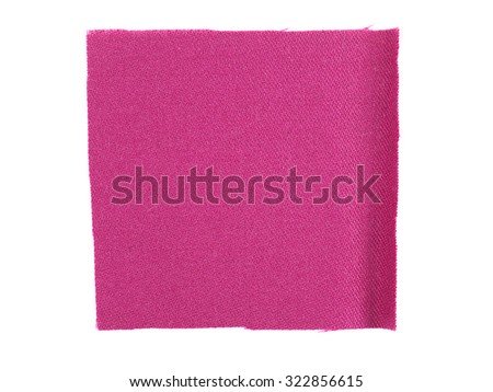Pink fabric swatch over white background