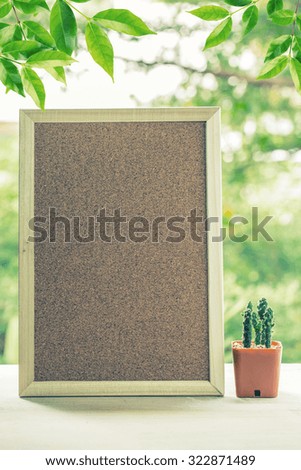 frame border and cactus on wood table