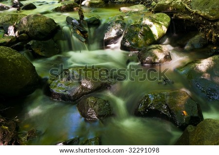 River rocks in the mountains in summer.