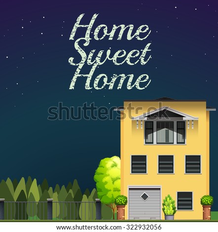 Home sweet home at night illustration
