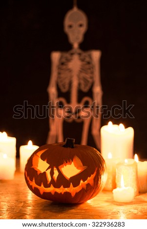 Pumpkin lantern and skeleton - decoration for Halloween