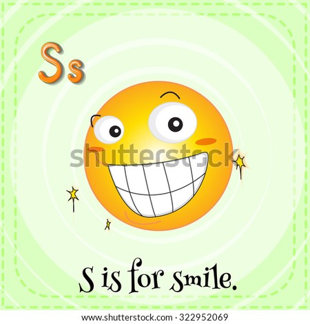 Flashcard letter S is for smile illustration