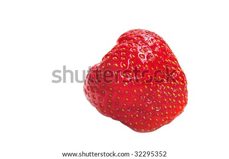 Single strawberry isolated on a white background